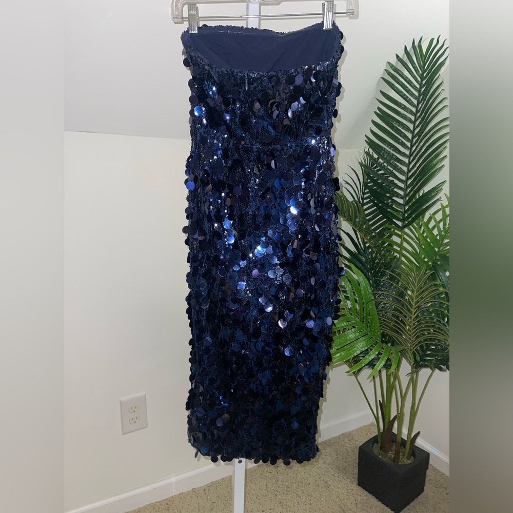 Amanda Uprichard Midnight Blue Sequin Midi Dress - Picture 5 of 6